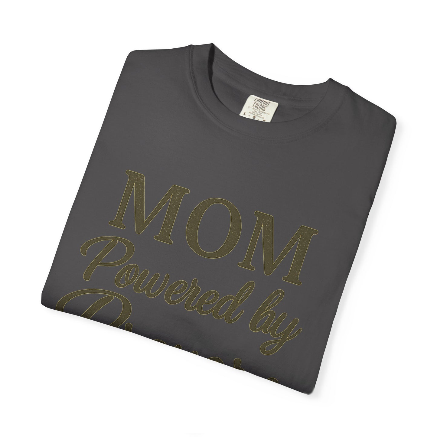 Mom Powered by Prayer & Coffee T-Shirt – Christian Faith Tee for Moms | Bold & Cozy Everyday Wear