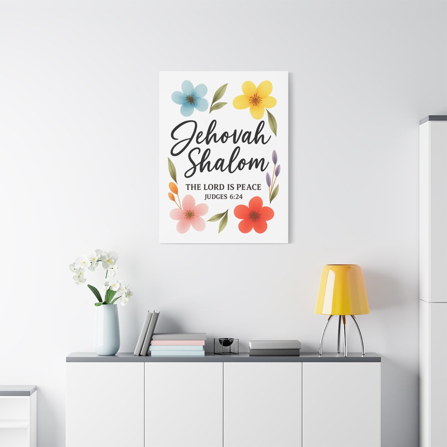 Jehovah Shalom Wall Art – The Lord Is Peace | Judges 6:24 Christian Decor -Matte Canvas, Stretched, 1.25"