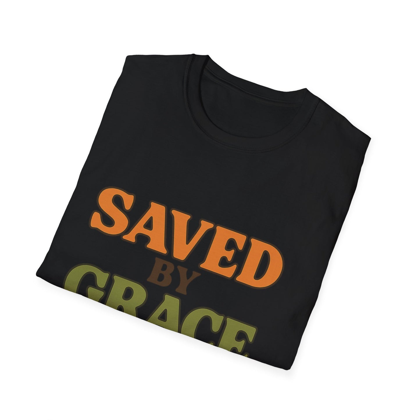 Saved by Grace Christian T-Shirt – Softstyle Faith Tee for Women & Men.