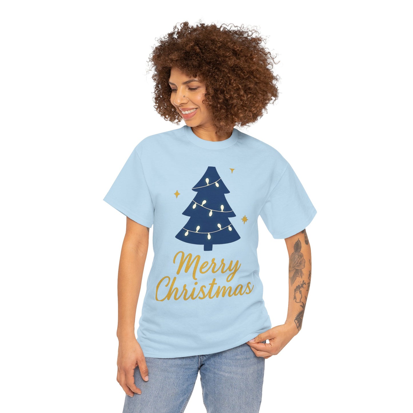 Merry Christmas Unisex Heavy Cotton Tee – Faith-Inspired Holiday Shirt