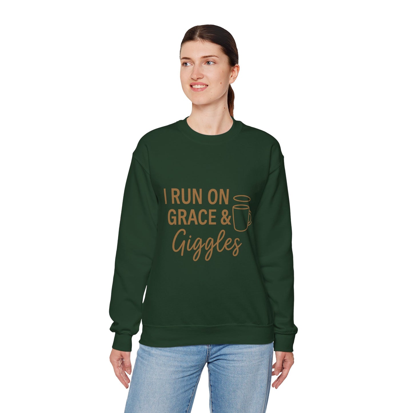 “I Run on Grace and Giggles Unisex Christian Sweatshirt”
