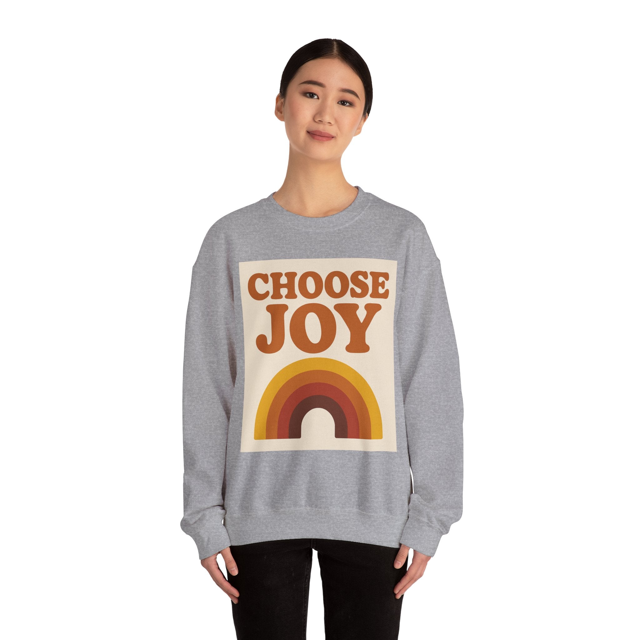 Choose Joy Rainbow Crewneck Sweatshirt, Unisex Sweatshirt, Motivational Gift, Cozy Layer, Fall Fashion, Positive Vibes