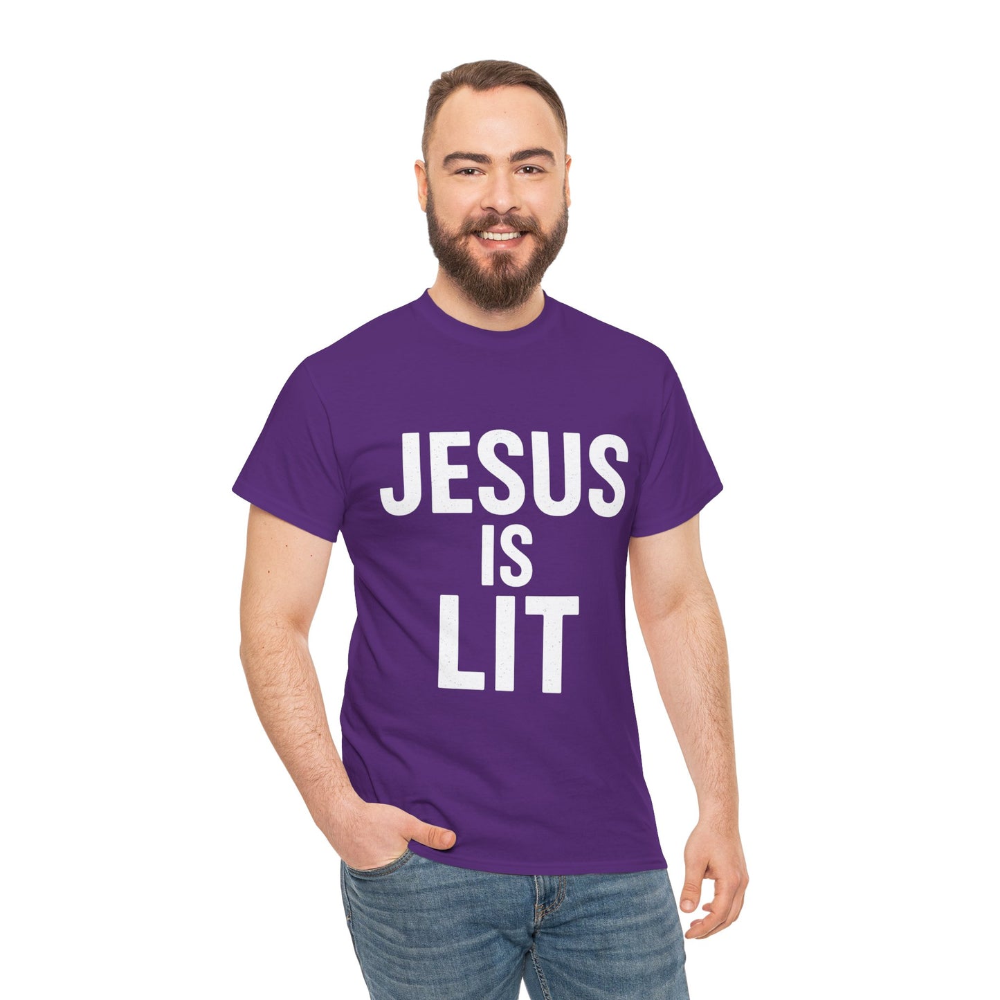 Jesus Is Lit Heavy Cotton Tee | Bold Christian Streetwear