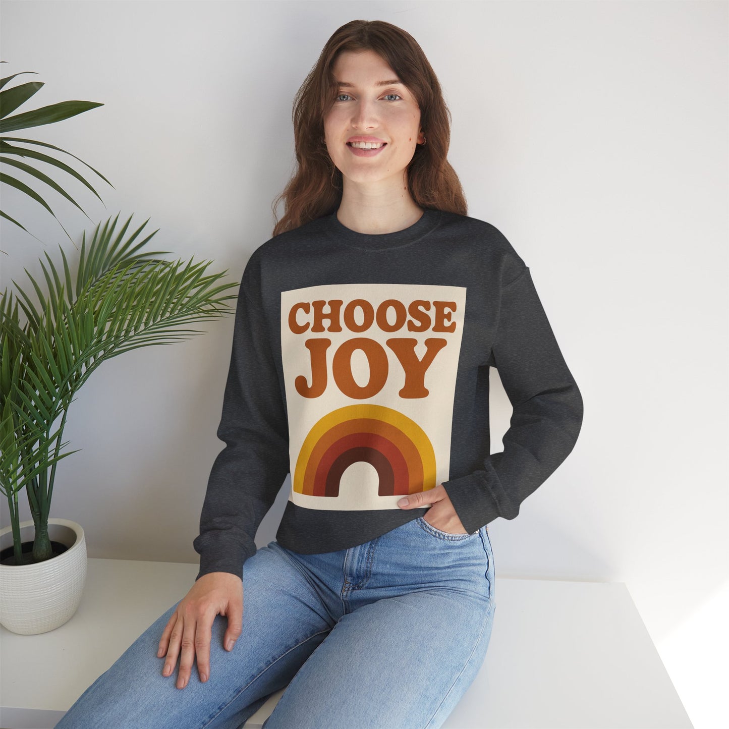 Choose Joy Rainbow Crewneck Sweatshirt, Unisex Sweatshirt, Motivational Gift, Cozy Layer, Fall Fashion, Positive Vibes