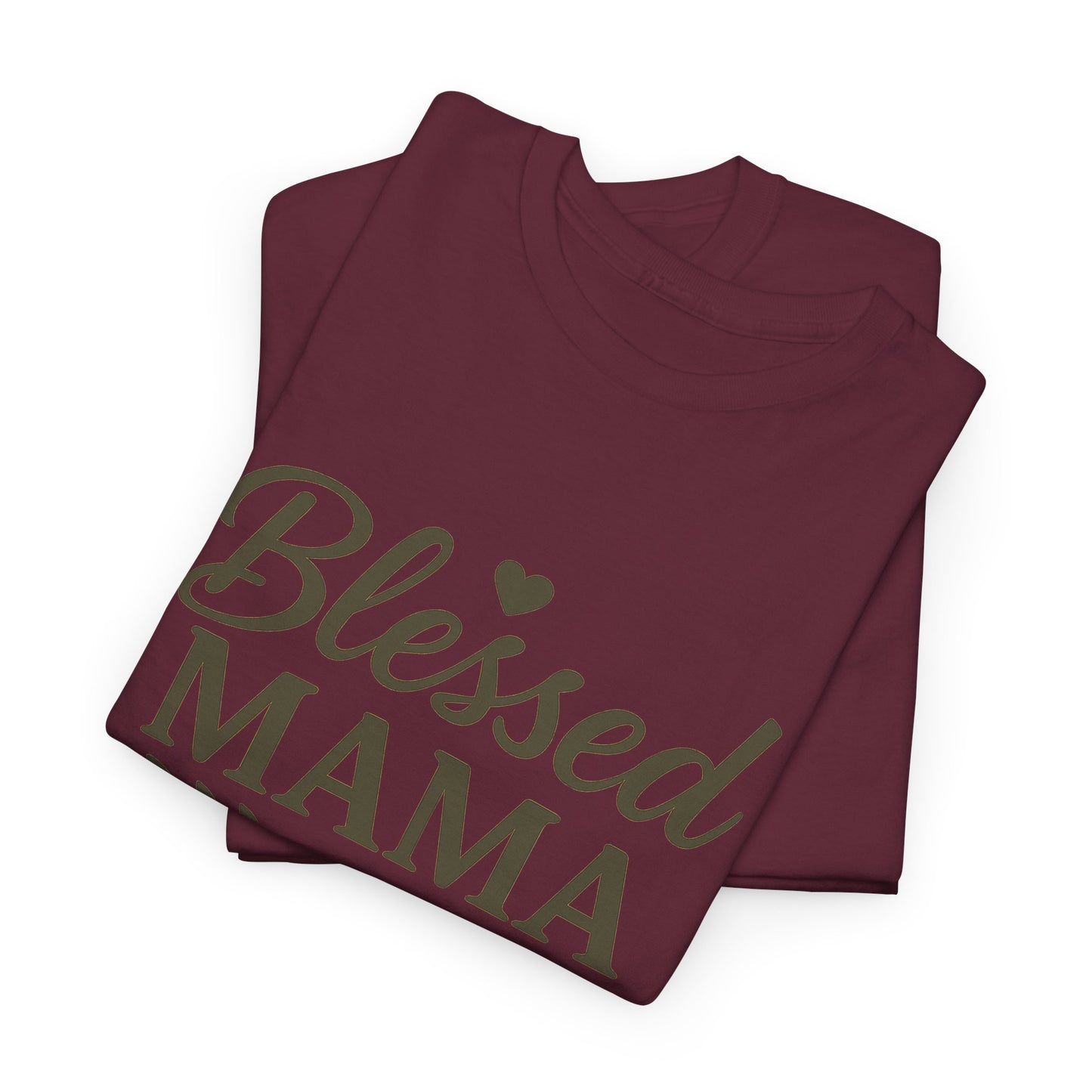 Blessed Mama Heavy Cotton Tee – Christian Faith Shirt for Moms | Soft & Stylish Everyday Wear