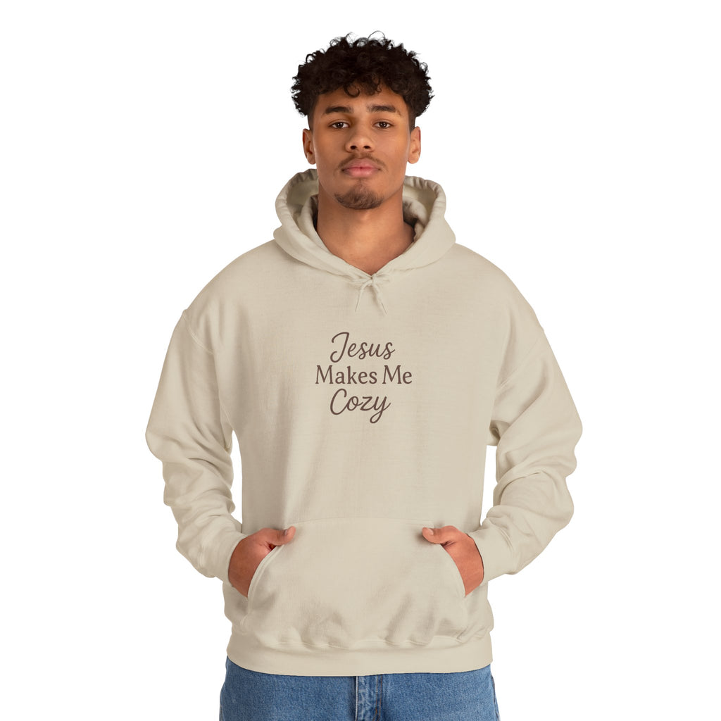 Jesus Makes Me Cozy Hooded Sweatshirt | Christian Faith Hoodie | Lexad Designs I Comfort Pullover