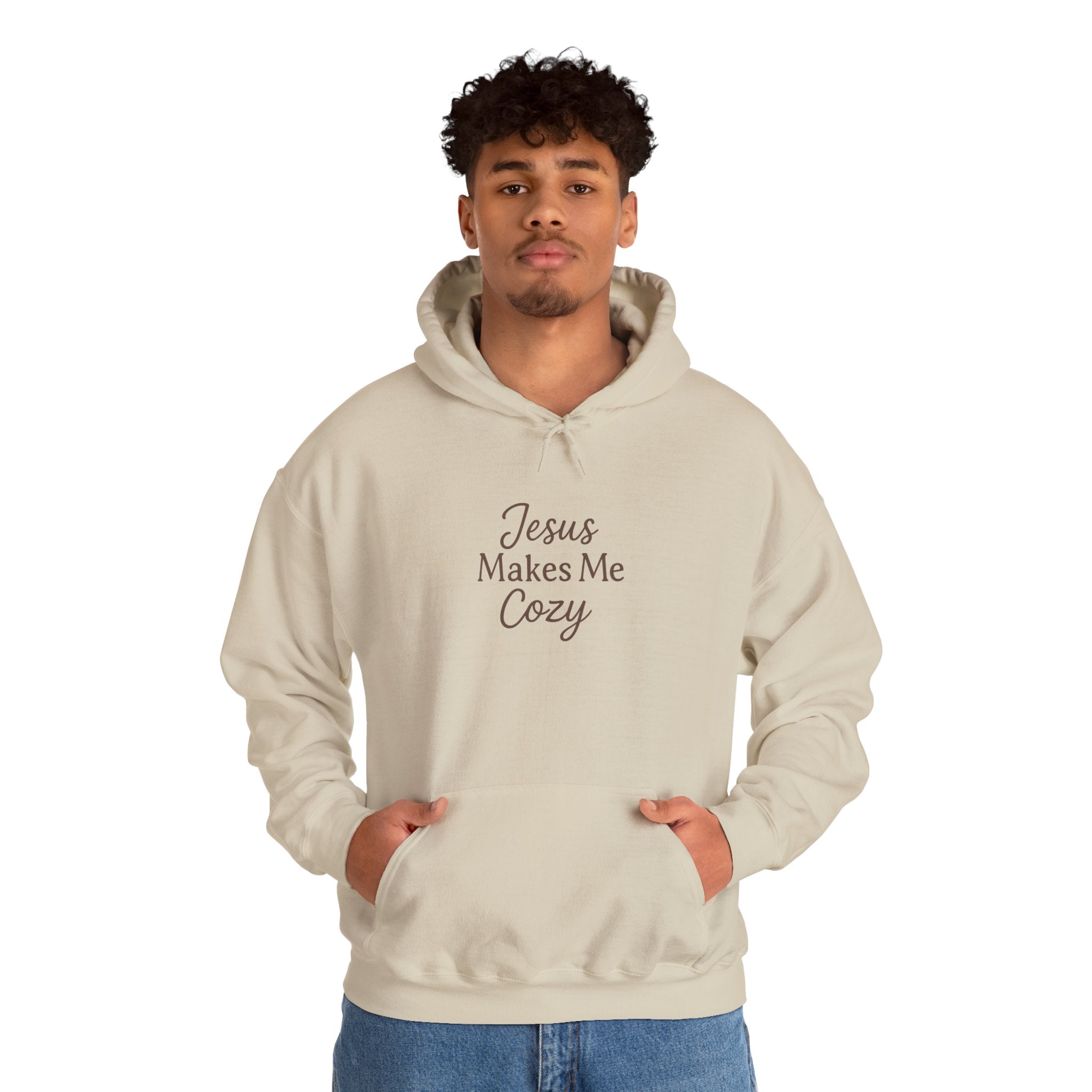 Jesus Makes Me Cozy Hooded Sweatshirt | Christian Faith Hoodie | Lexad Designs I Comfort Pullover