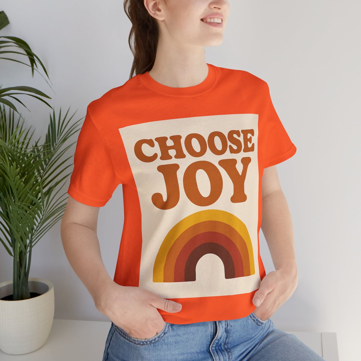 Retro Rainbow Choose Joy Tee, Unisex T-Shirt, Positive Vibes Shirt, Gift for Her, Summer Clothing, Joyful Apparel