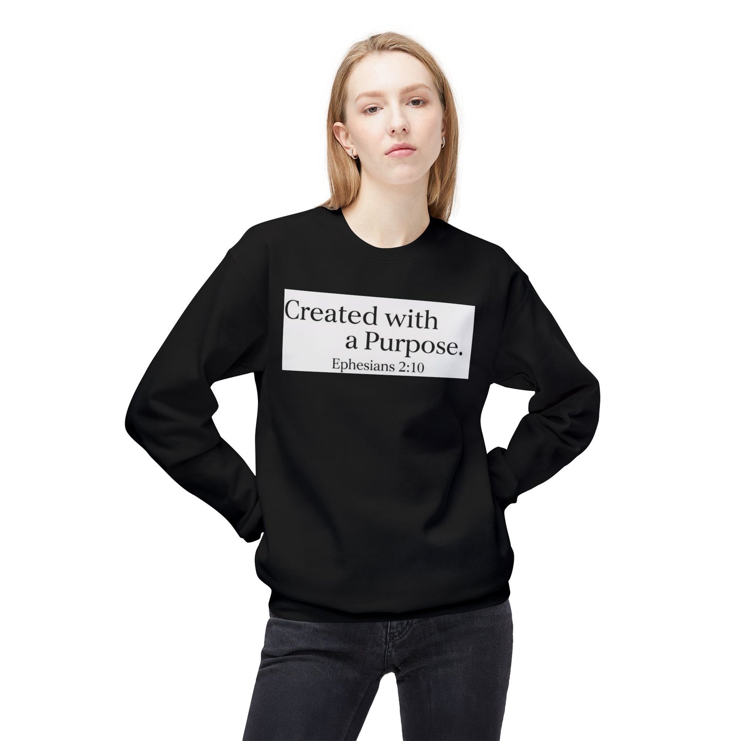 Unisex Inspirational Sweatshirt - Created with a Purpose, Ephesians 2:10, Cozy Gift for Faith Lovers, Casual Wear, Christian Apparel, [...]
