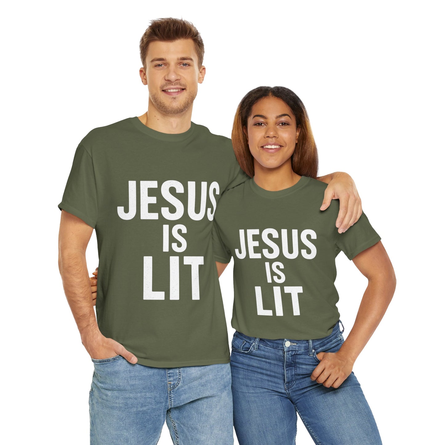 Jesus Is Lit Heavy Cotton Tee | Bold Christian Streetwear