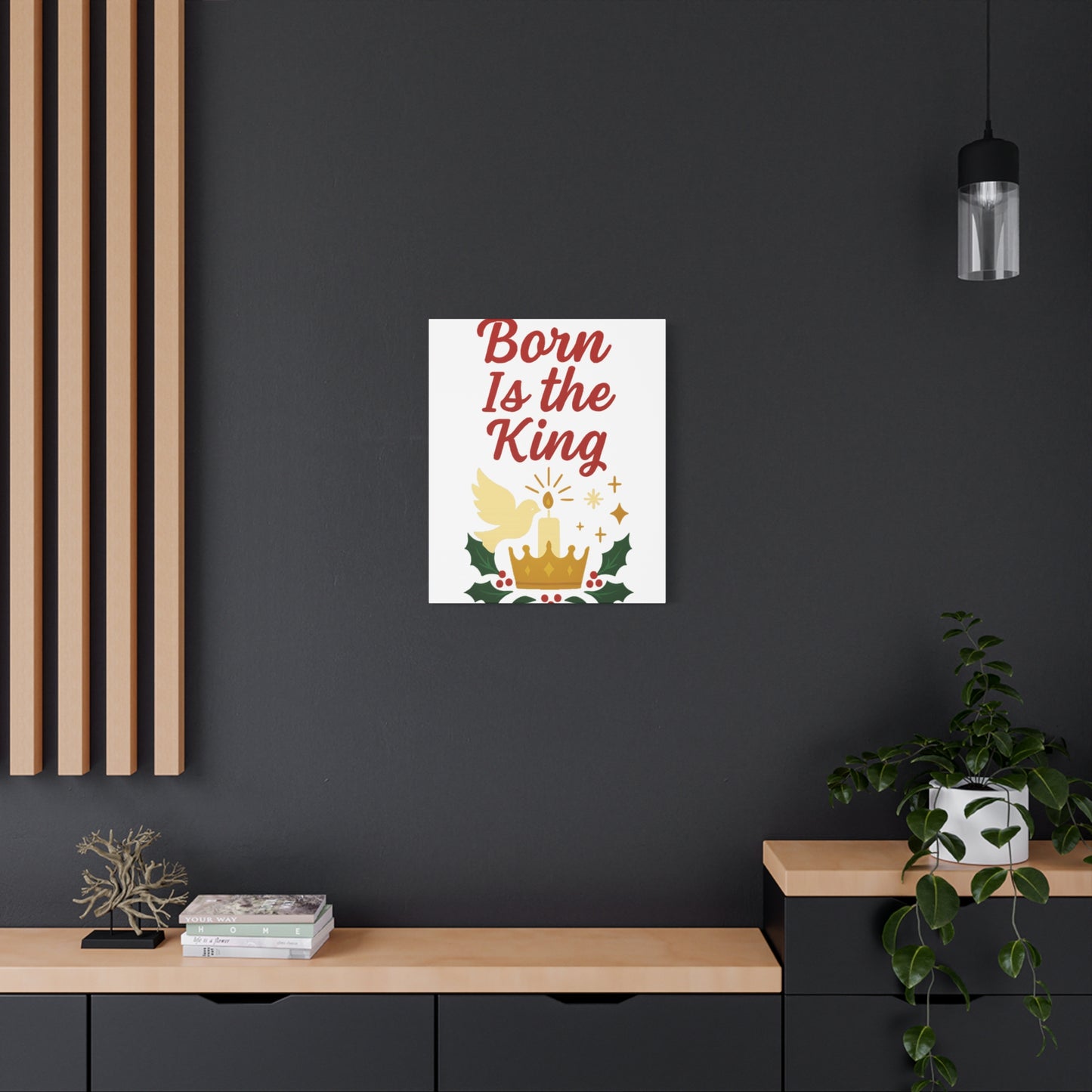 Born Is the King – Christian Christmas Canvas Wall Art for Holiday Decor.