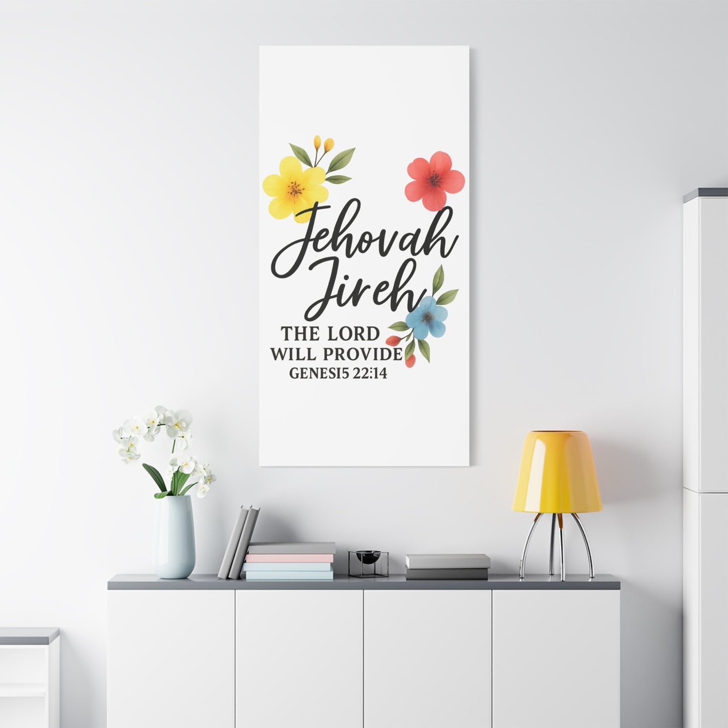 Jehova Jireh Wall Art – Genesis 24:14 Scripture Print for Home Decor Matte Canvas, Stretched, 1.25"