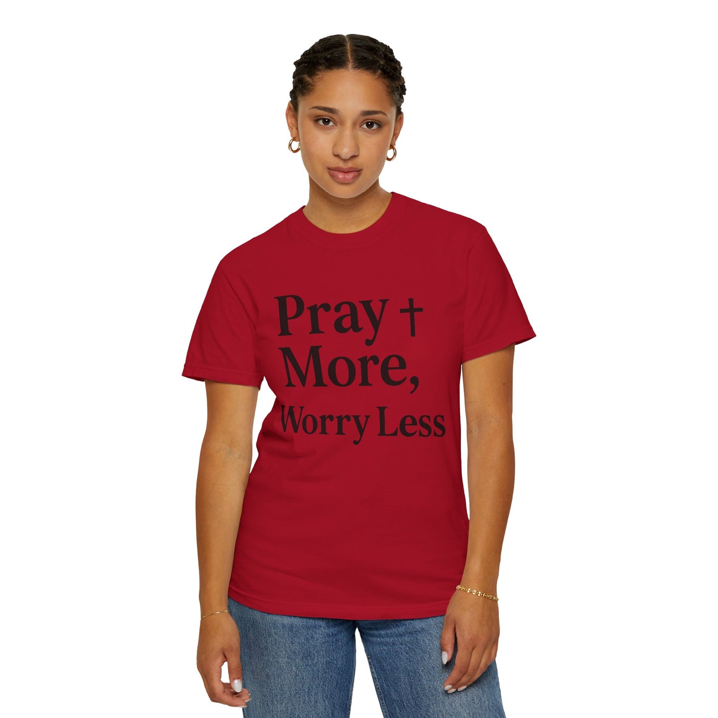 Pray More Worry Less Christian T-Shirt | Inspirational Unisex Tee