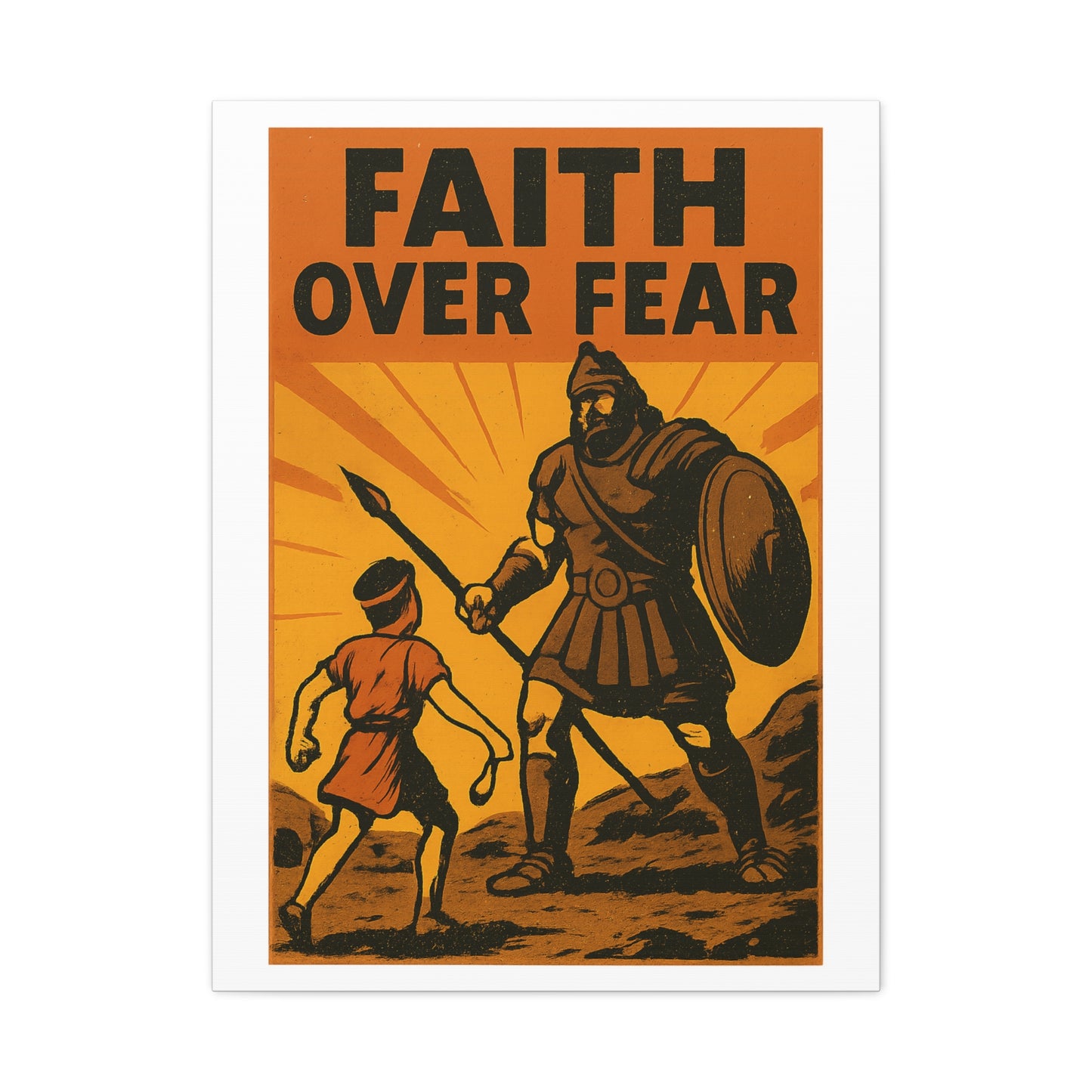 David and Goliath Wall Art | Faith Over Fear Christian Poster.