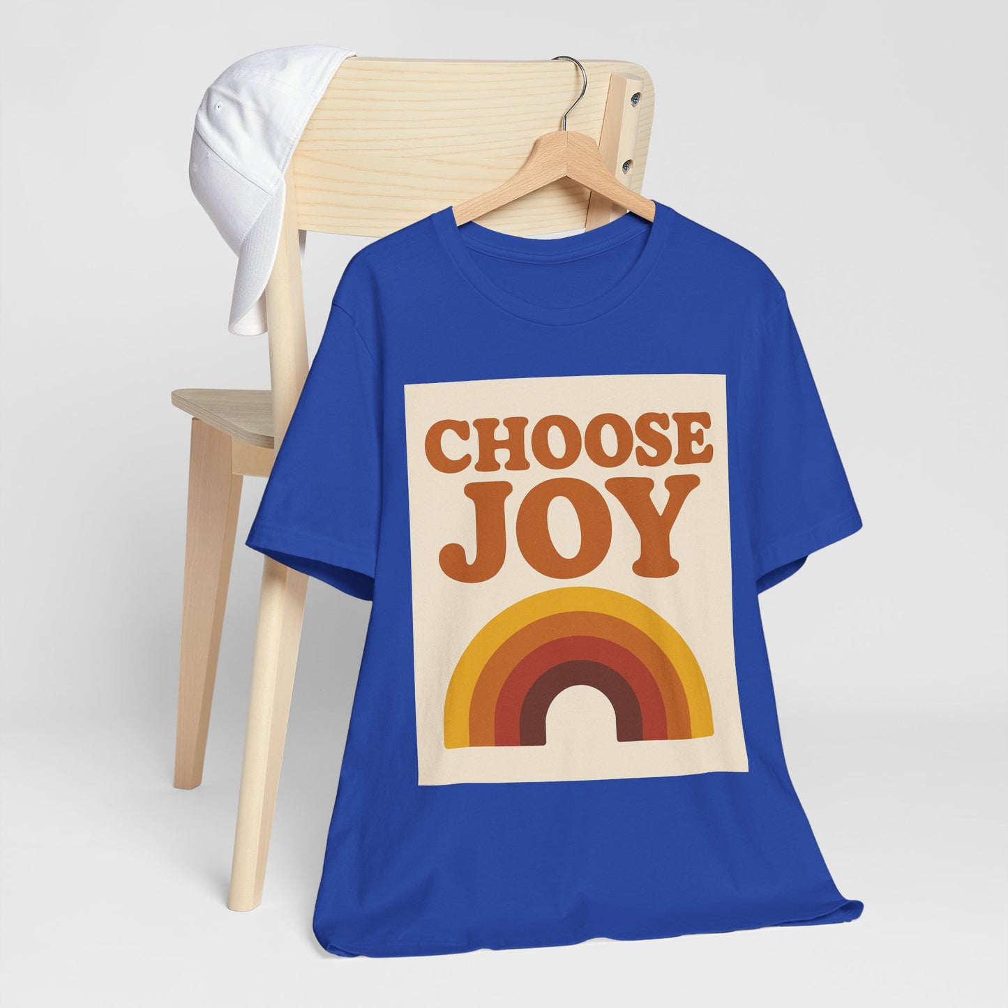 Retro Rainbow Choose Joy Tee, Unisex T-Shirt, Positive Vibes Shirt, Gift for Her, Summer Clothing, Joyful Apparel