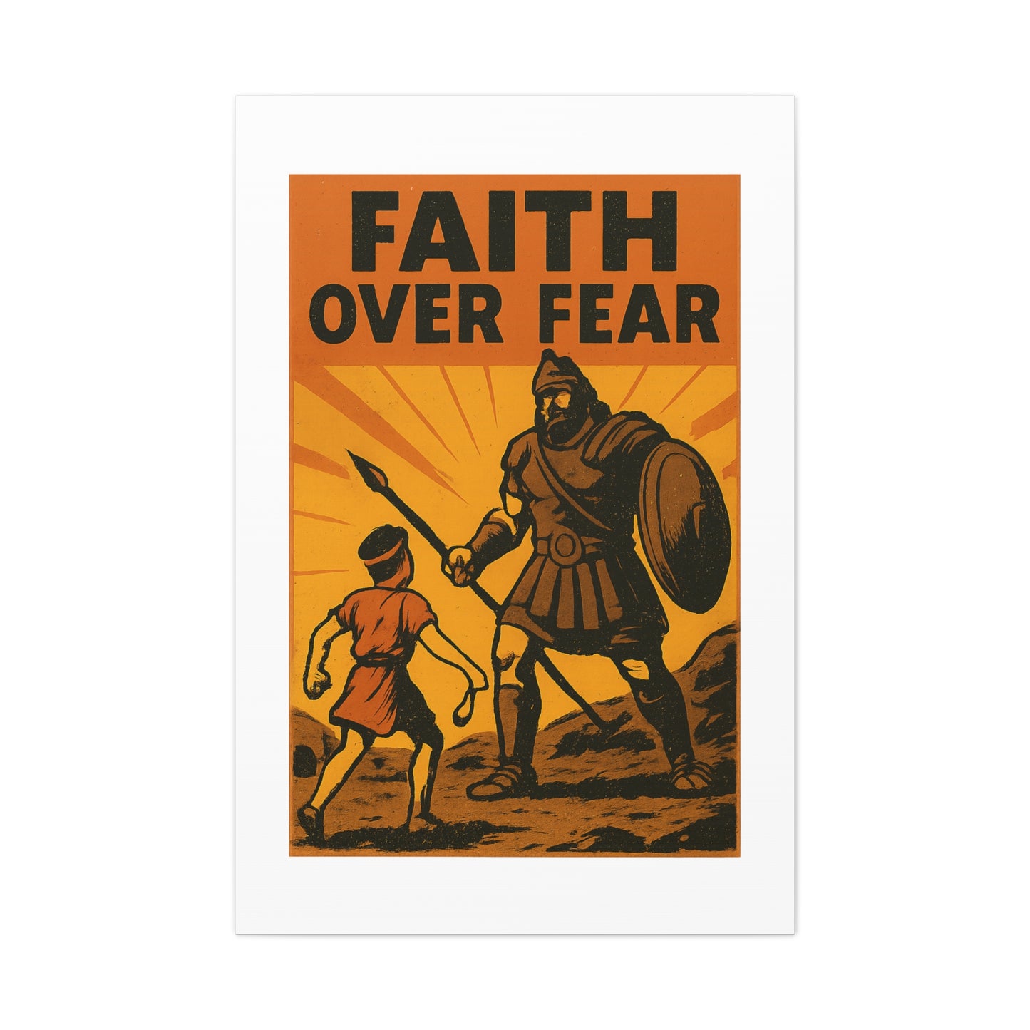 David and Goliath Wall Art | Faith Over Fear Christian Poster.