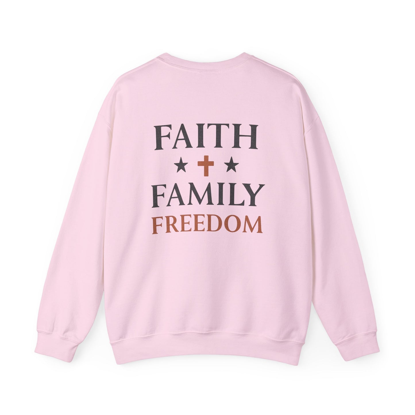 Faith Family Freedom Sweatshirt, Cozy Unisex Crewneck, Ideal Gift for Holidays, Casual Everyday Wear, Religious Apparel