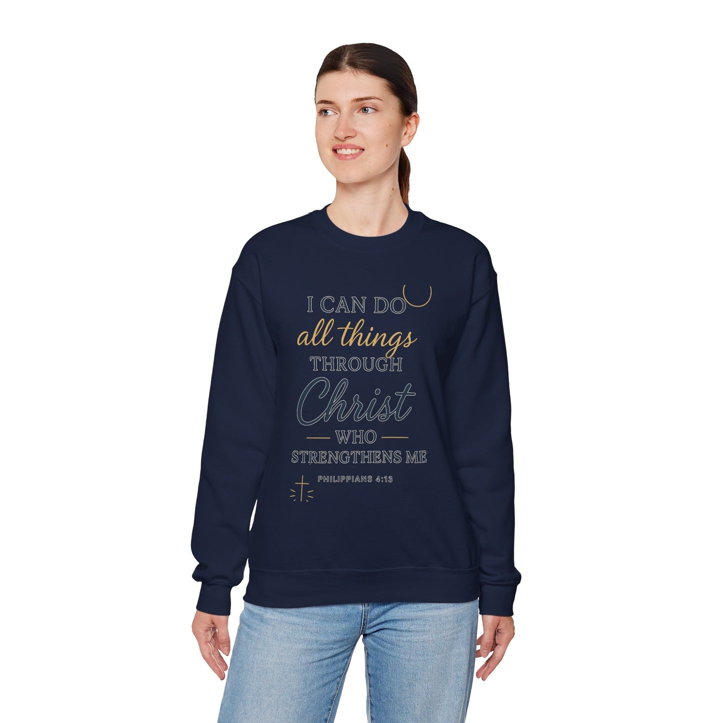 Inspirational Christian Sweatshirt | I Can Do All Things Through Christ | Unisex Crewneck | Faith-Based Gift