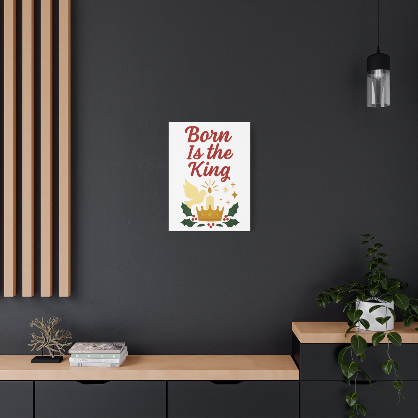 Born Is the King – Christian Christmas Canvas Wall Art for Holiday Decor.