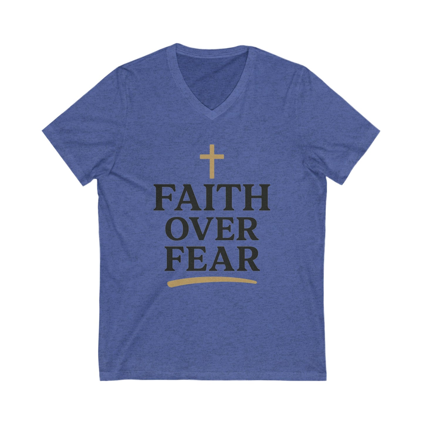 Faith Over Fear V-Neck Tee, Inspirational T-Shirt, Christian Apparel, Gift for Believers, Faith-Based Fashion, Daily Motivation