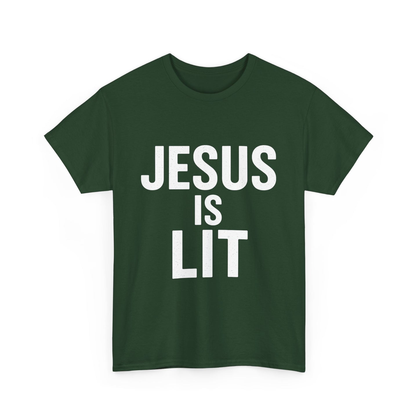 Jesus Is Lit Heavy Cotton Tee | Bold Christian Streetwear