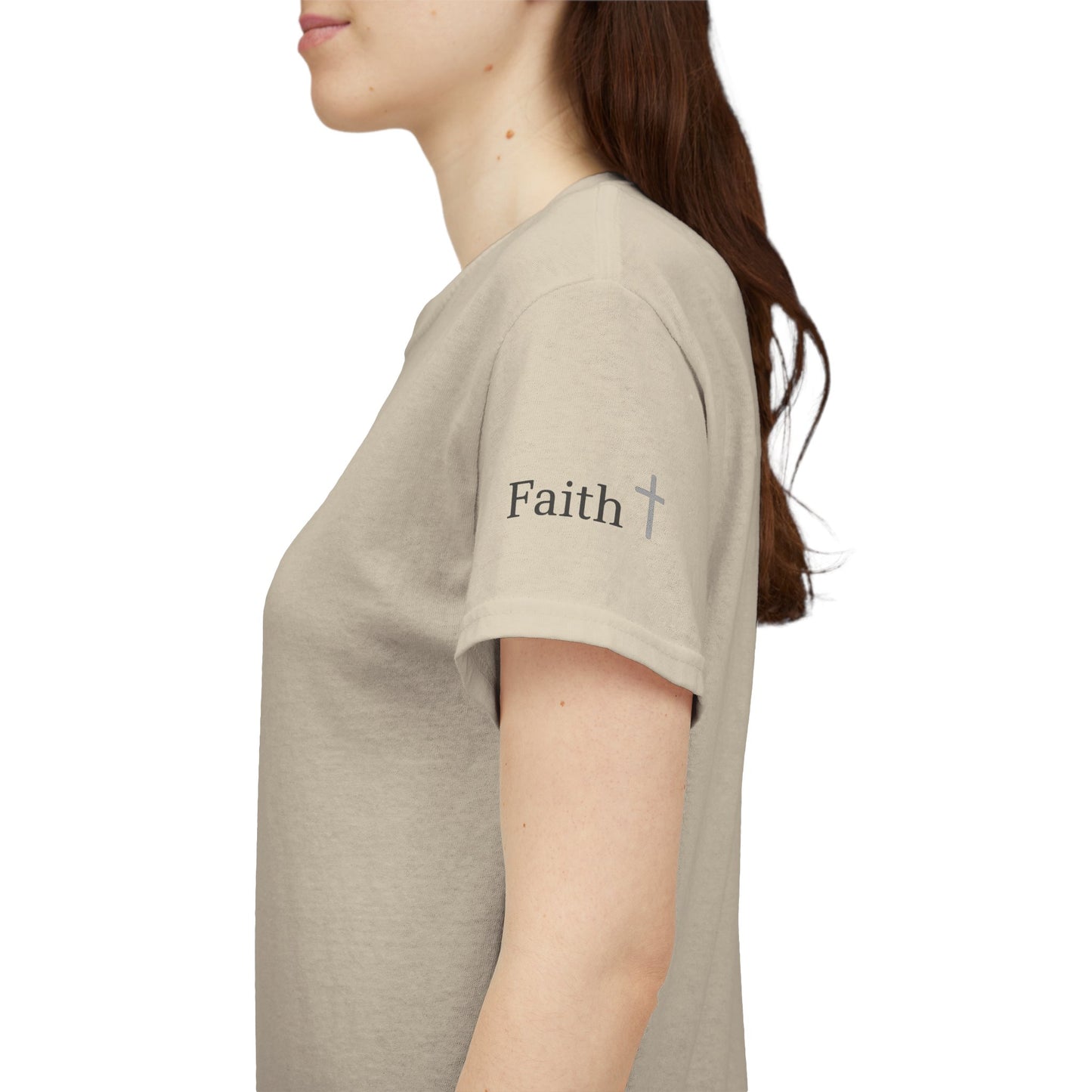 Faith Christian Heavy Cotton Tee with Cross Symbol – Unisex Inspirational T-Shirt