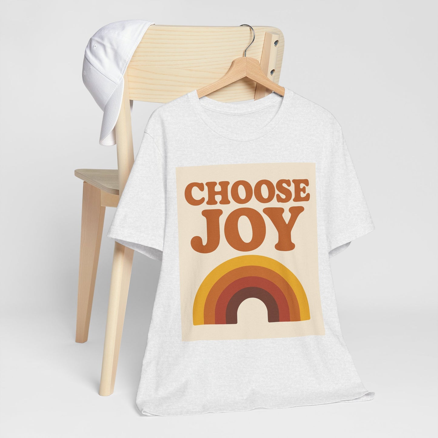 Retro Rainbow Choose Joy Tee, Unisex T-Shirt, Positive Vibes Shirt, Gift for Her, Summer Clothing, Joyful Apparel