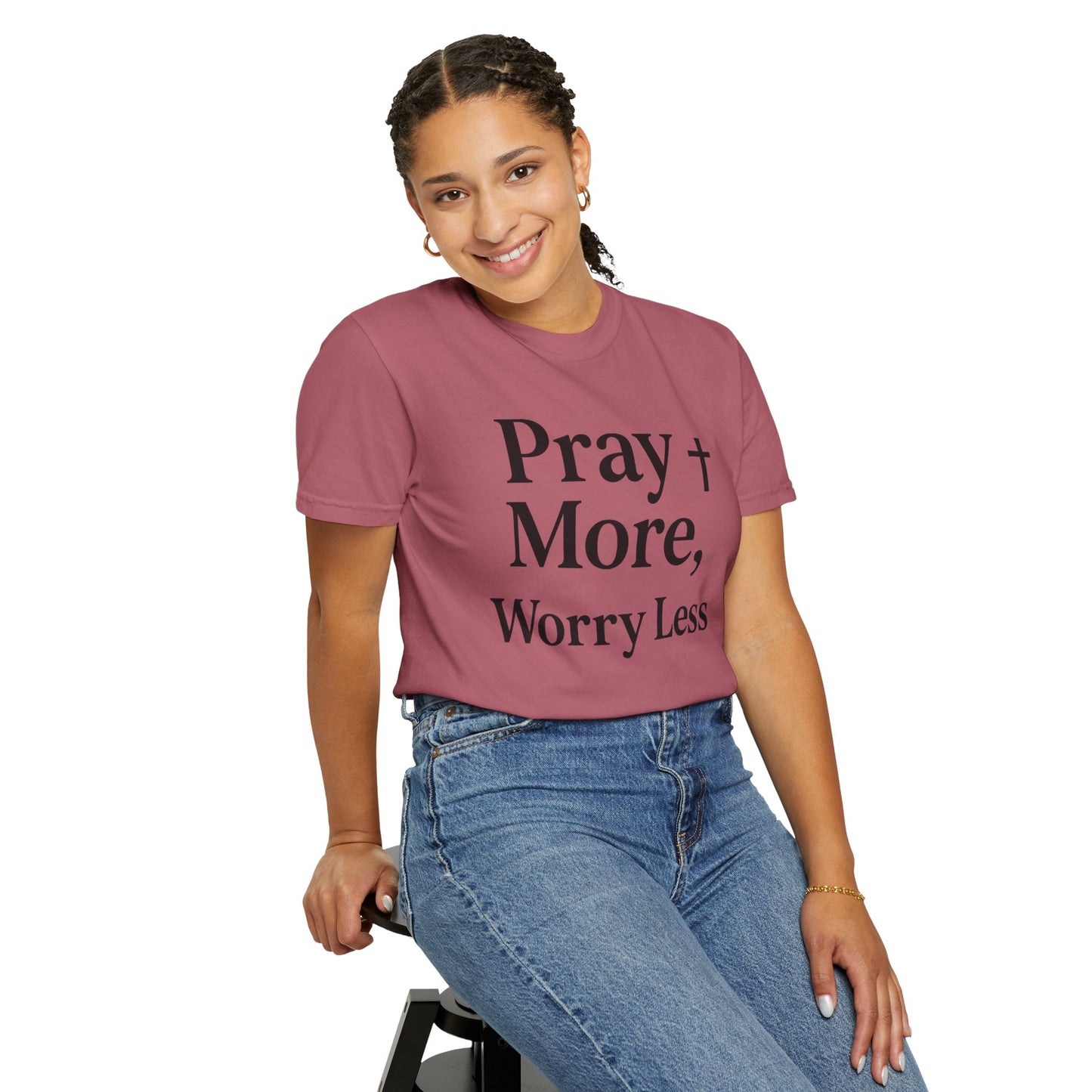 Pray More Worry Less Christian T-Shirt | Inspirational Unisex Tee