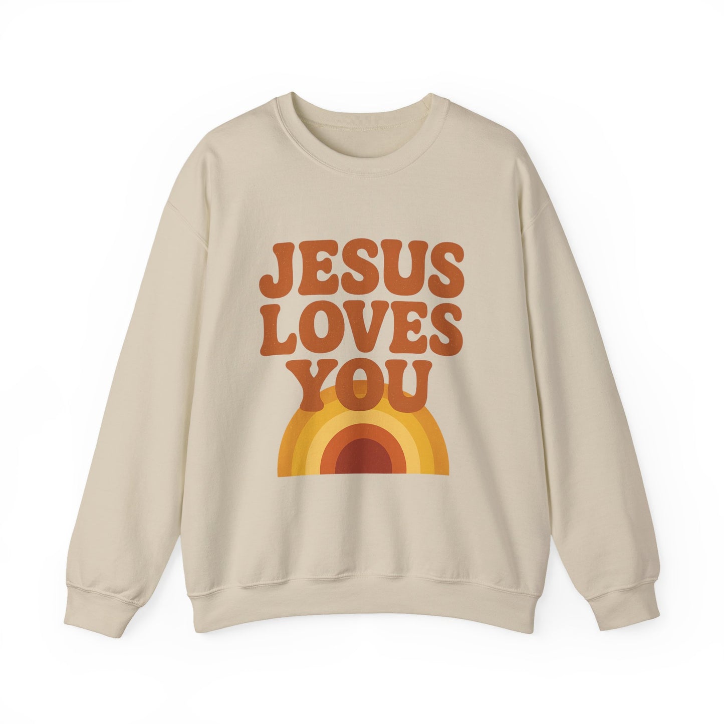Retro Jesus Loves You Sweatshirt, Cozy Christian Apparel, Unisex Crewneck, Faith-Based Gift, Perfect for Church Events, Casual Wear
