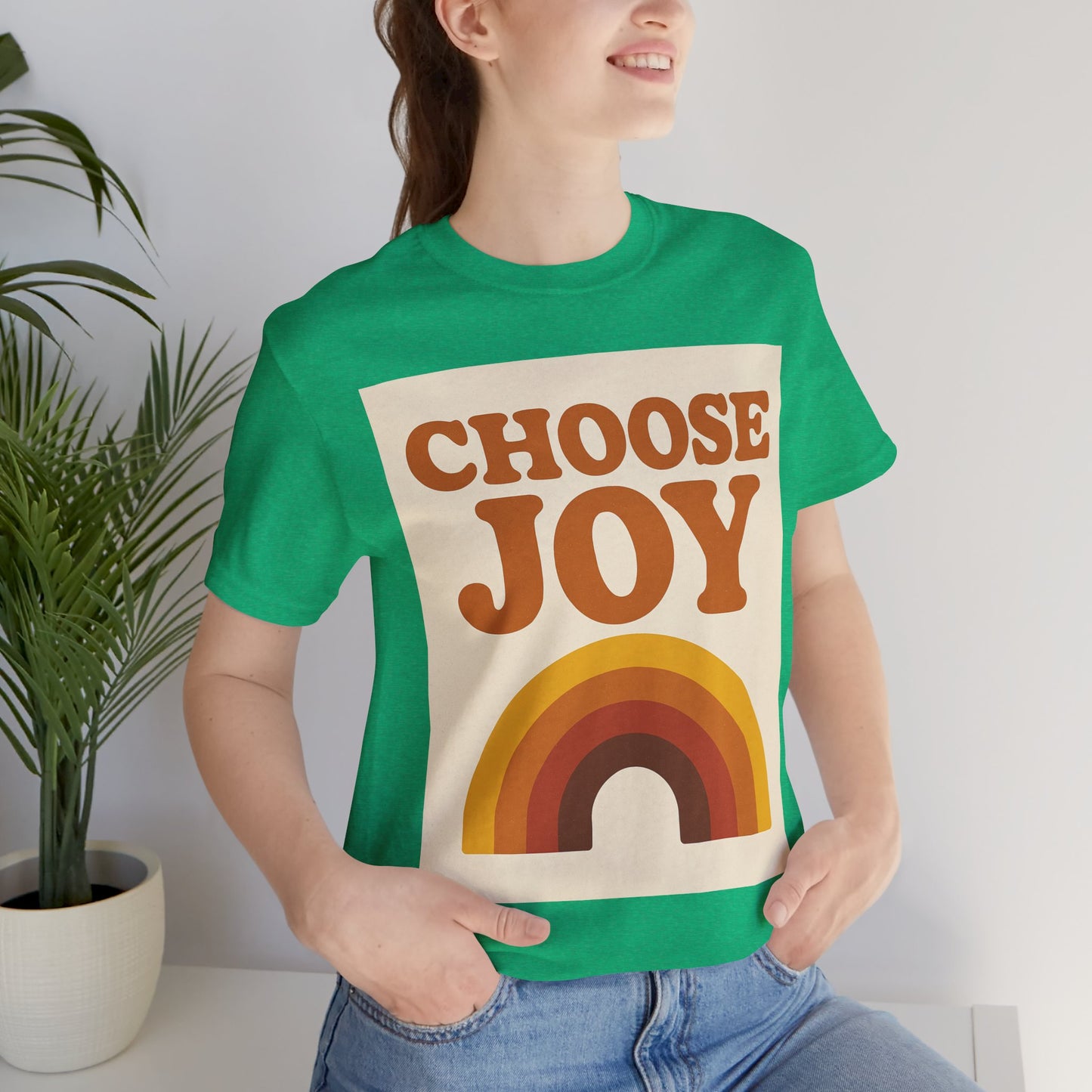 Retro Rainbow Choose Joy Tee, Unisex T-Shirt, Positive Vibes Shirt, Gift for Her, Summer Clothing, Joyful Apparel