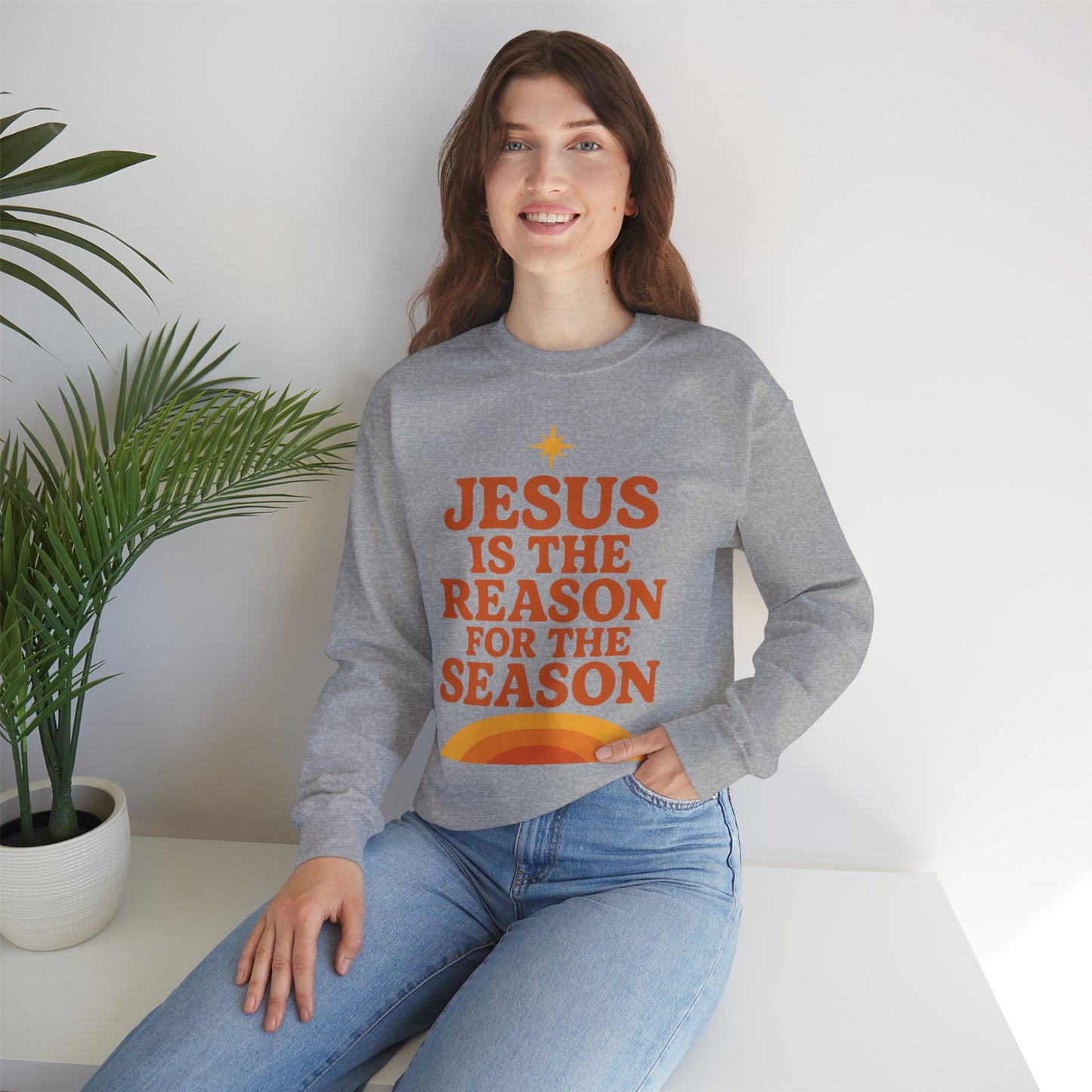 Jesus Is the Reason for the Season – Retro Unisex Christian Christmas Sweatshirt