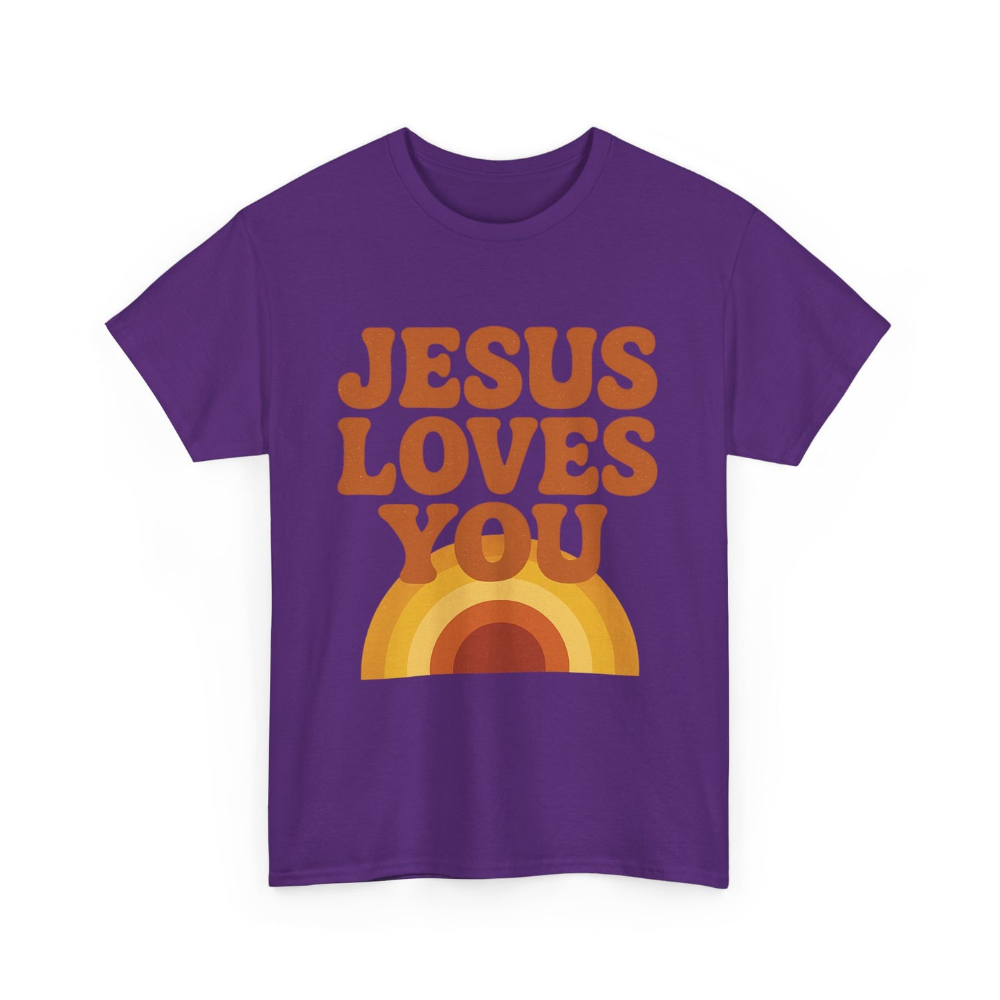 Jesus Loves You Rainbow Unisex Heavy Cotton Tee, Christian T-Shirt, Gift for Believers, Faith Apparel, Casual Wear, Spiritual Top