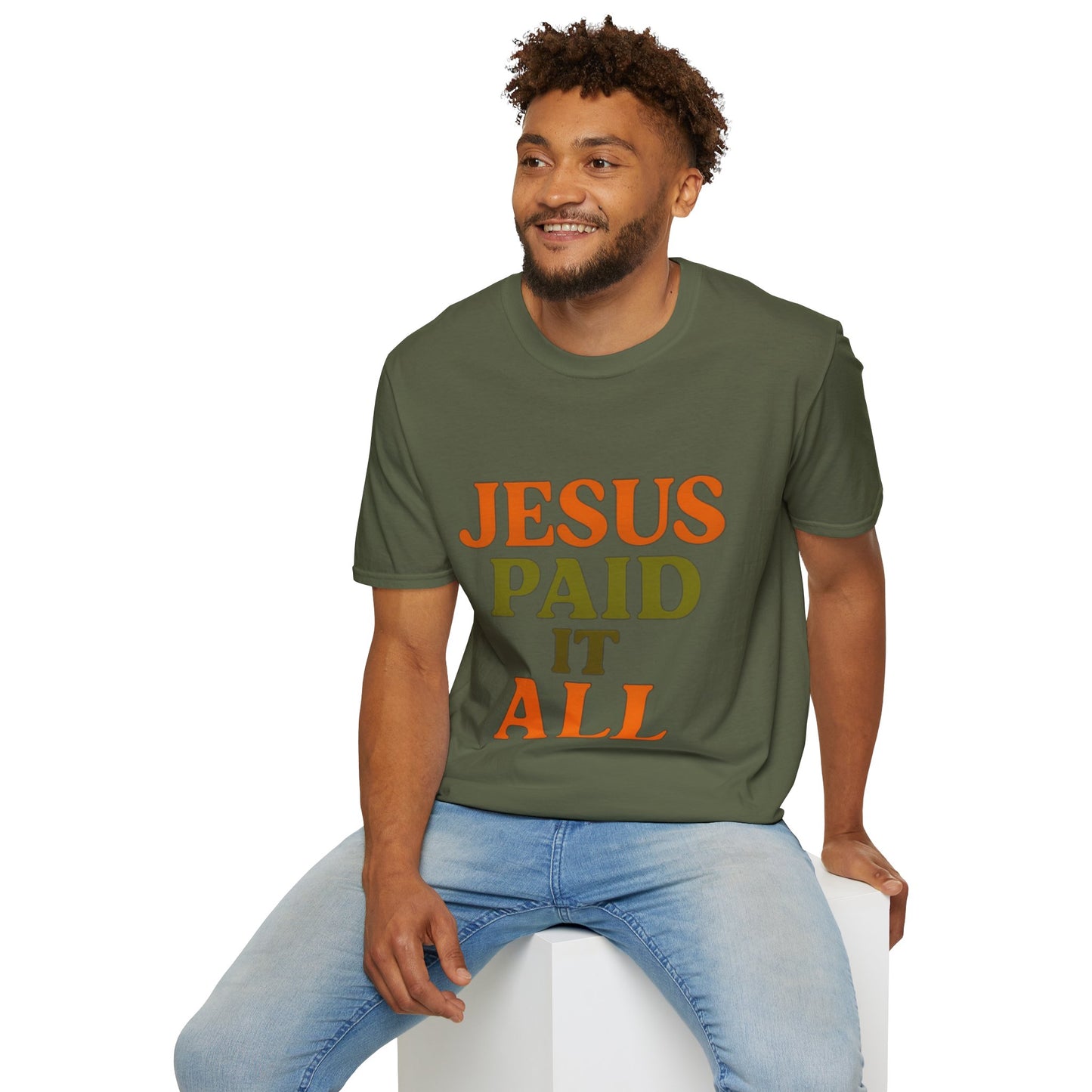 Jesus Paid It All Christian T-Shirt – Softstyle Hymn-Inspired Faith Tee for Women & Men.