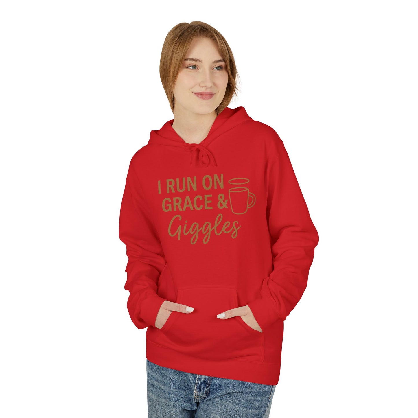 I Run on Grace and Giggles Hoodie – Funny Christian Sweatshirt for Joyful Believers.