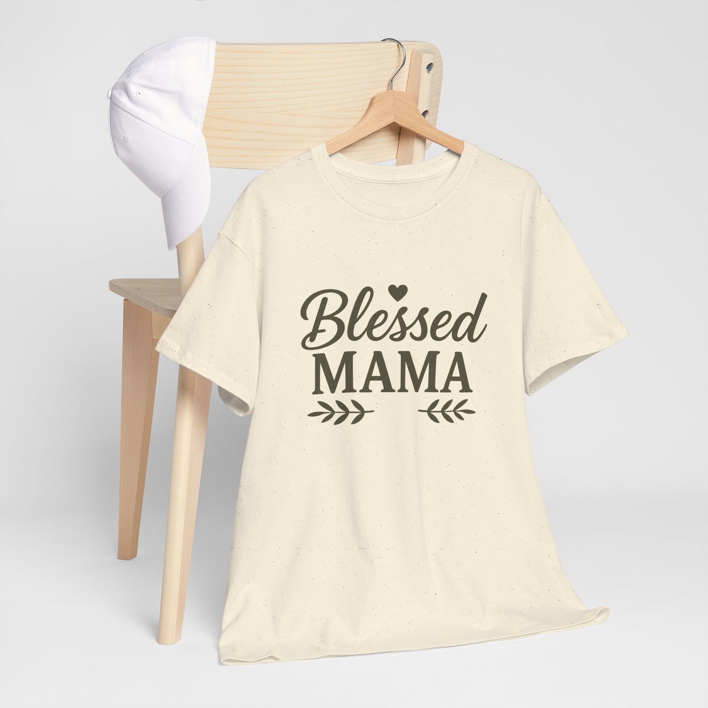 Blessed Mama Heavy Cotton Tee – Christian Faith Shirt for Moms | Soft & Stylish Everyday Wear