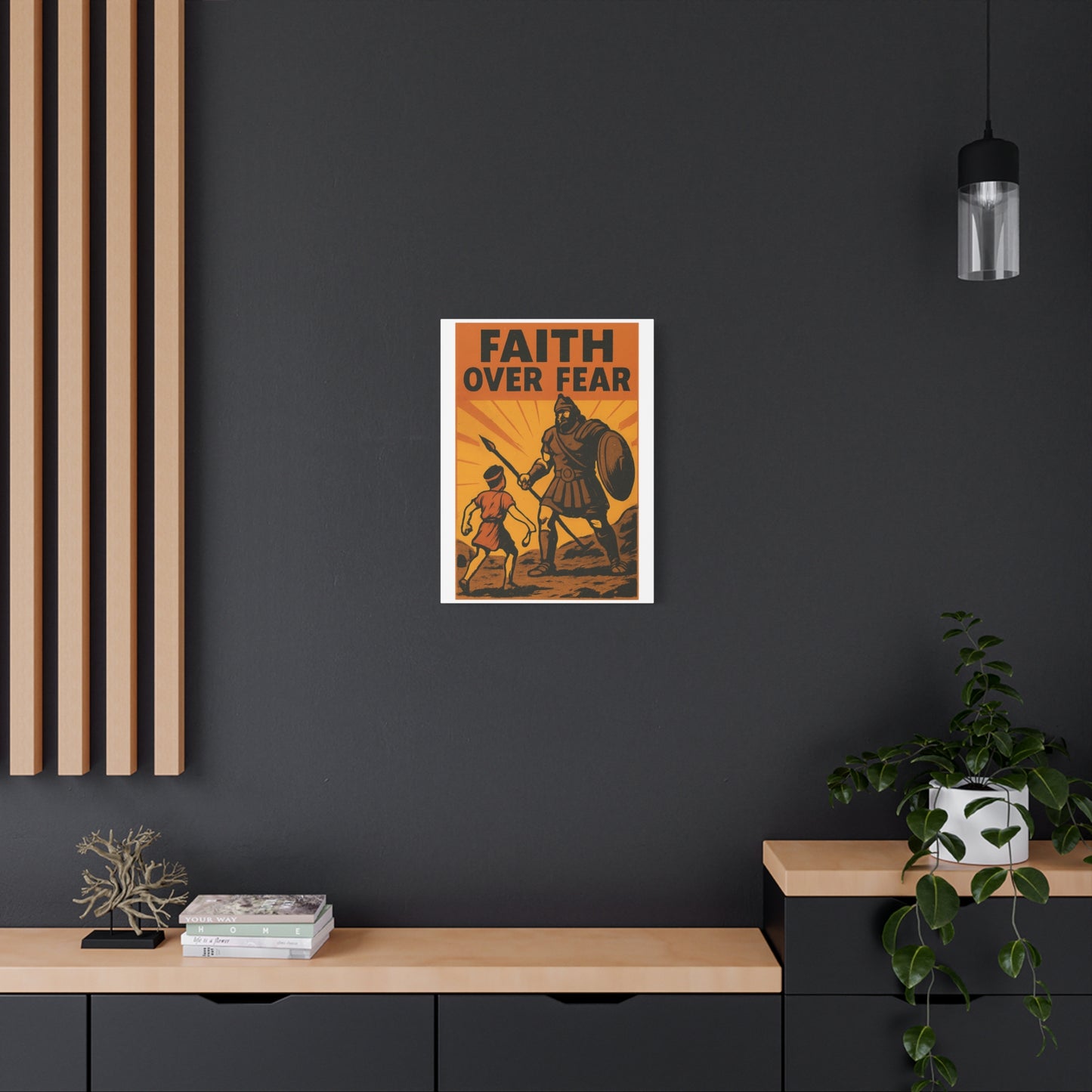 David and Goliath Wall Art | Faith Over Fear Christian Poster.