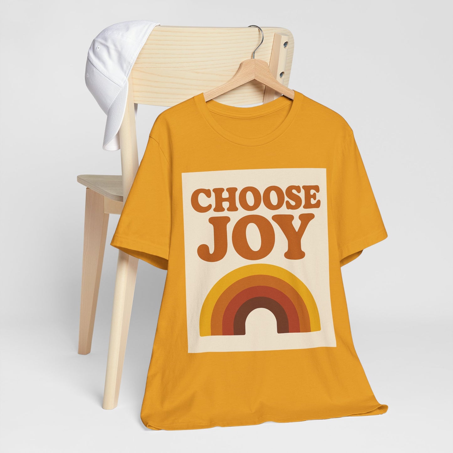 Retro Rainbow Choose Joy Tee, Unisex T-Shirt, Positive Vibes Shirt, Gift for Her, Summer Clothing, Joyful Apparel