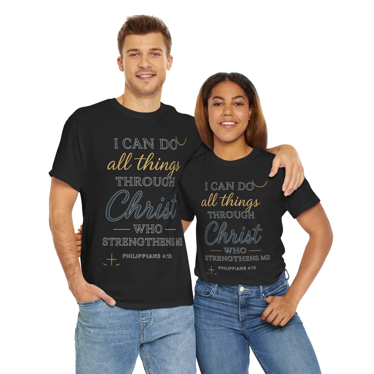 Inspirational Christian T-Shirt, I can do all things through christ -Motivational Quote Tee, Faith-Based Apparel, Bible Verse Shirt, Perfect Gift for Believers