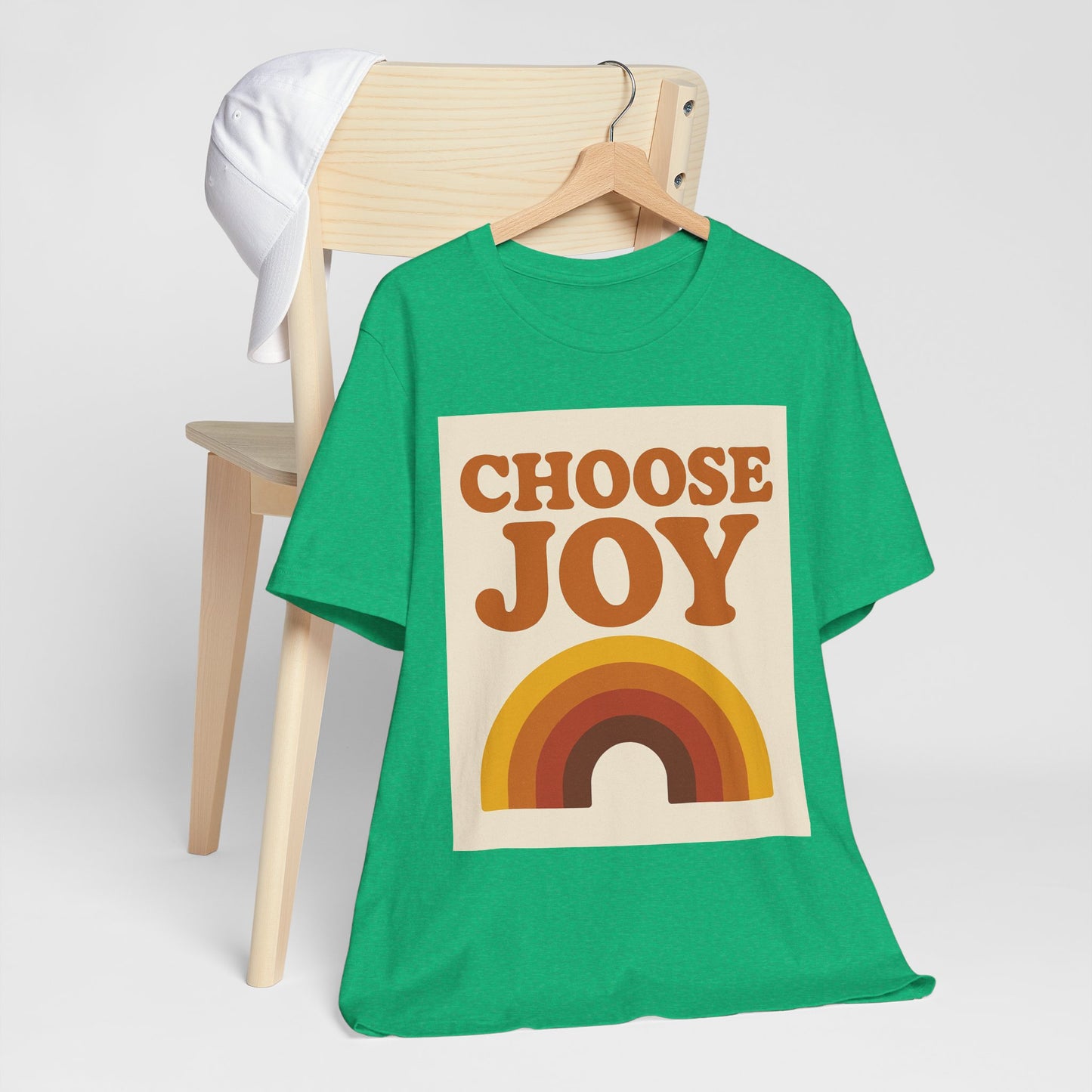 Retro Rainbow Choose Joy Tee, Unisex T-Shirt, Positive Vibes Shirt, Gift for Her, Summer Clothing, Joyful Apparel