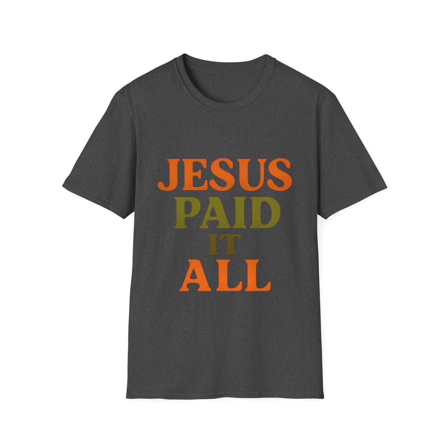 Jesus Paid It All Christian T-Shirt – Softstyle Hymn-Inspired Faith Tee for Women & Men.
