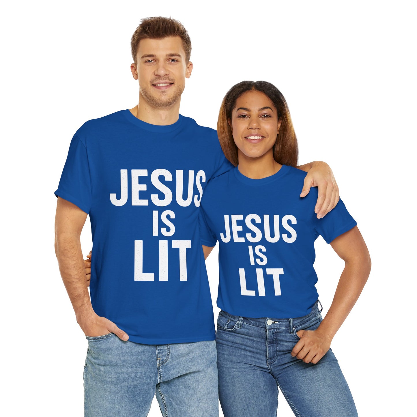Jesus Is Lit Heavy Cotton Tee | Bold Christian Streetwear