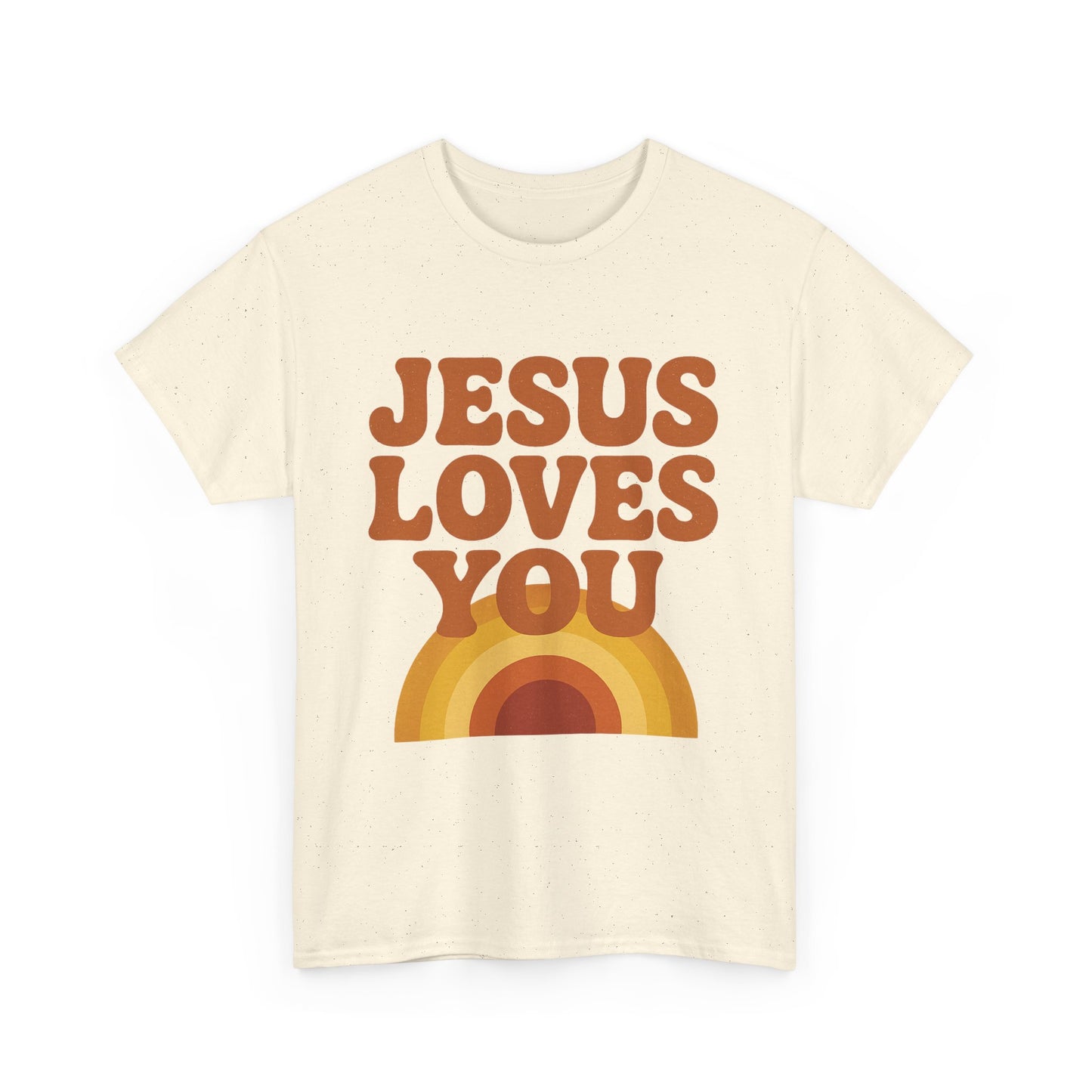 Jesus Loves You Rainbow Unisex Heavy Cotton Tee, Christian T-Shirt, Gift for Believers, Faith Apparel, Casual Wear, Spiritual Top