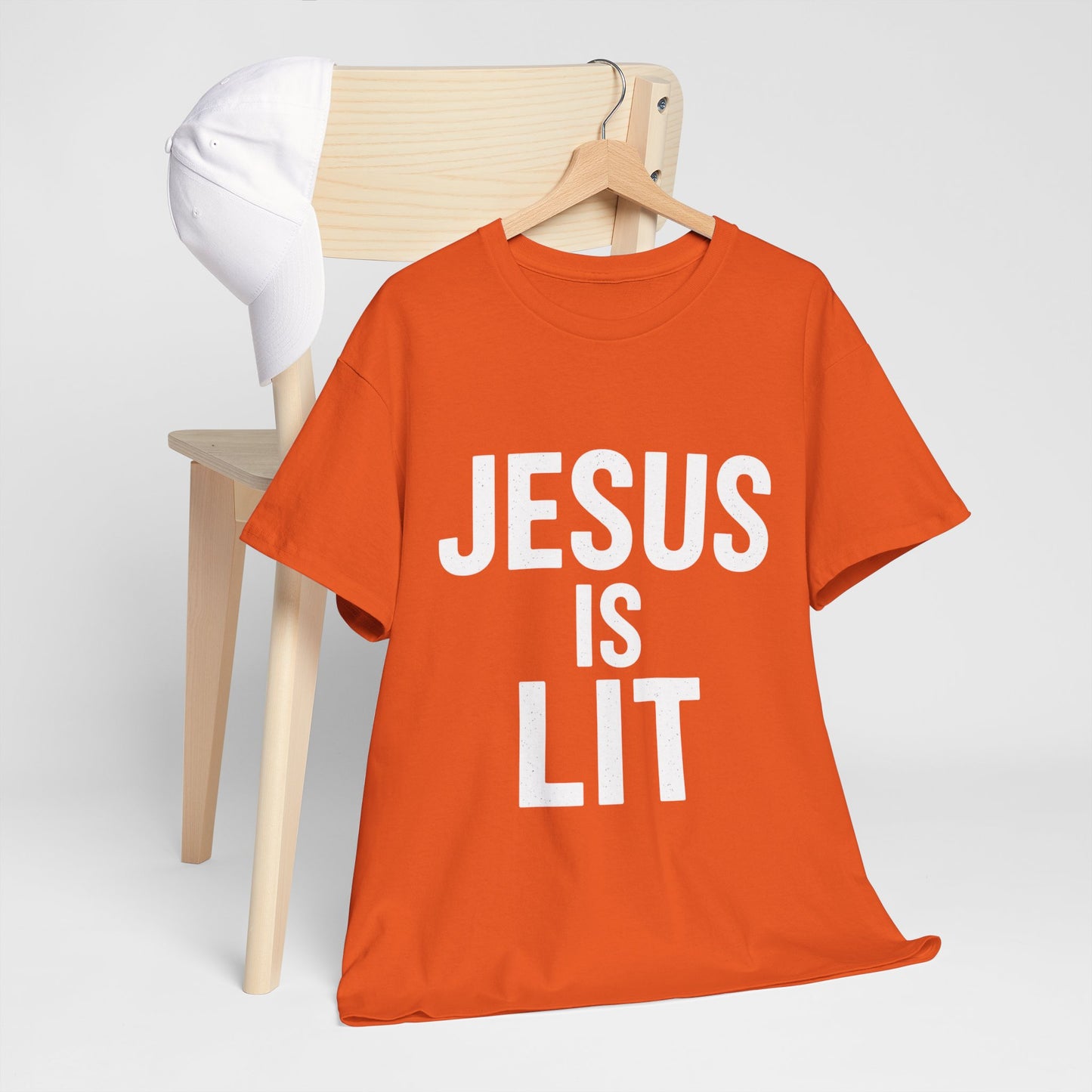 Jesus Is Lit Heavy Cotton Tee | Bold Christian Streetwear