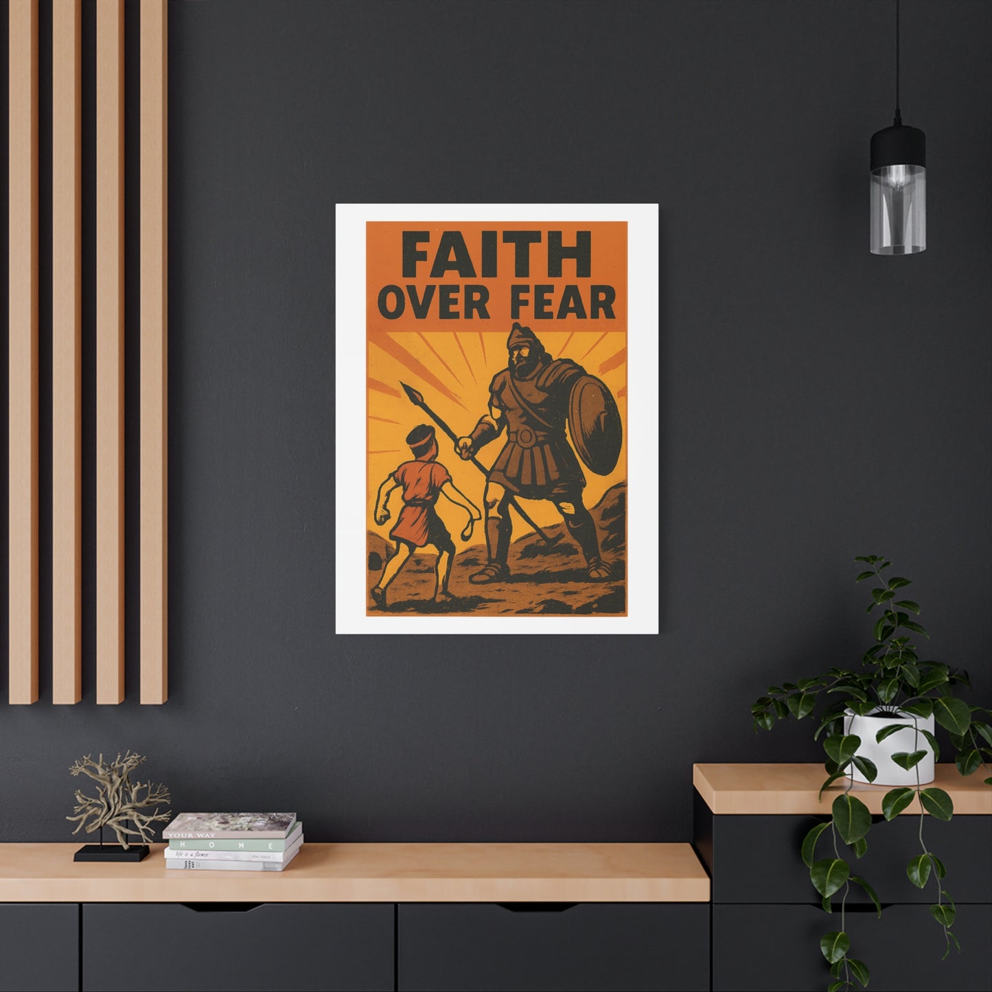 David and Goliath Wall Art | Faith Over Fear Christian Poster.