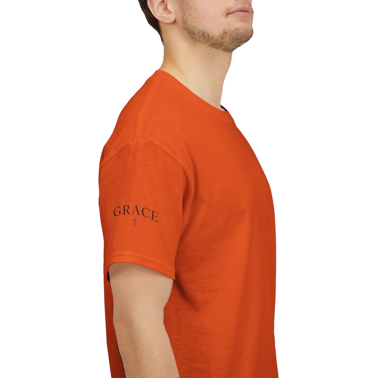 Grace Cross Sleeve Unisex Heavy Cotton T-Shirt | Faith Apparel