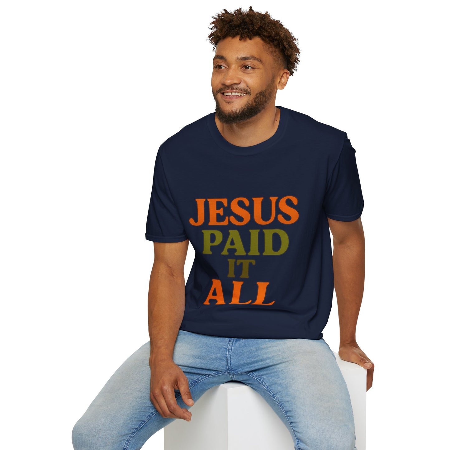 Jesus Paid It All Christian T-Shirt – Softstyle Hymn-Inspired Faith Tee for Women & Men.