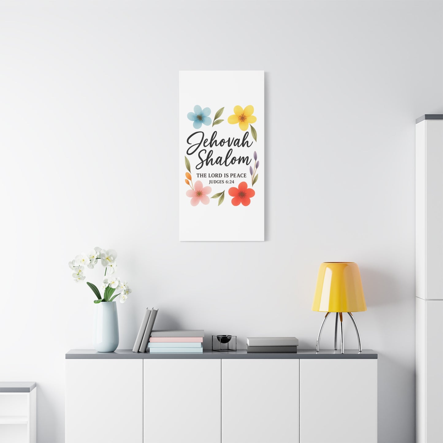 Jehovah Shalom Wall Art – The Lord Is Peace | Judges 6:24 Christian Decor -Matte Canvas, Stretched, 1.25"