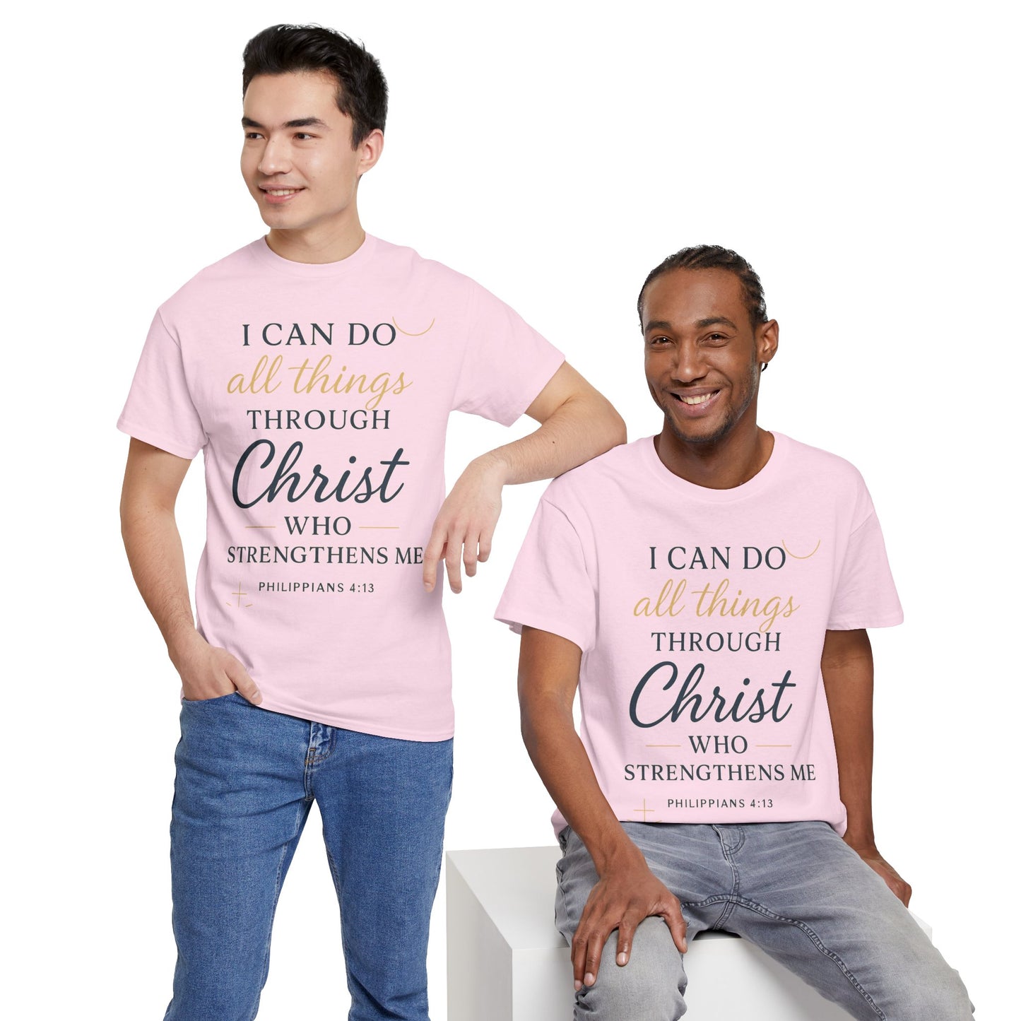 Inspirational Christian T-Shirt, I can do all things through christ -Motivational Quote Tee, Faith-Based Apparel, Bible Verse Shirt, Perfect Gift for Believers