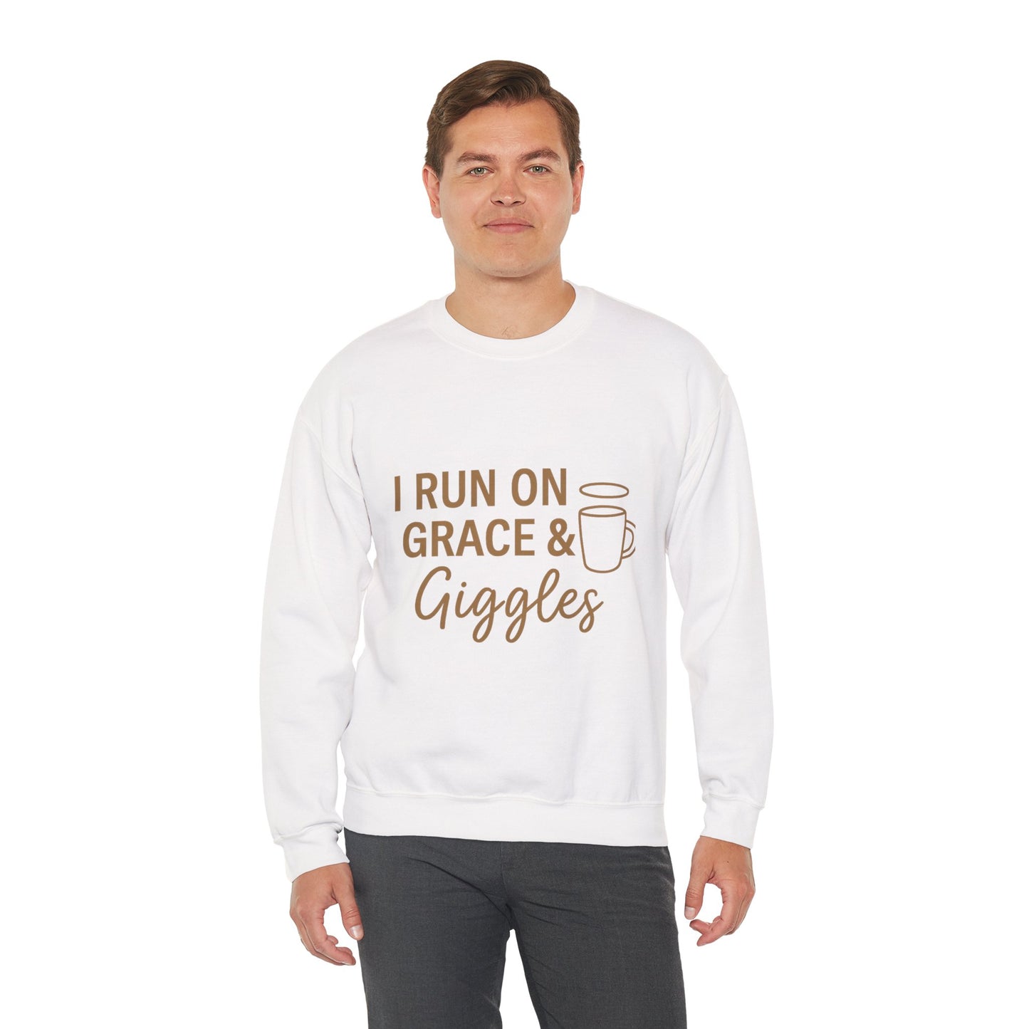 “I Run on Grace and Giggles Unisex Christian Sweatshirt”