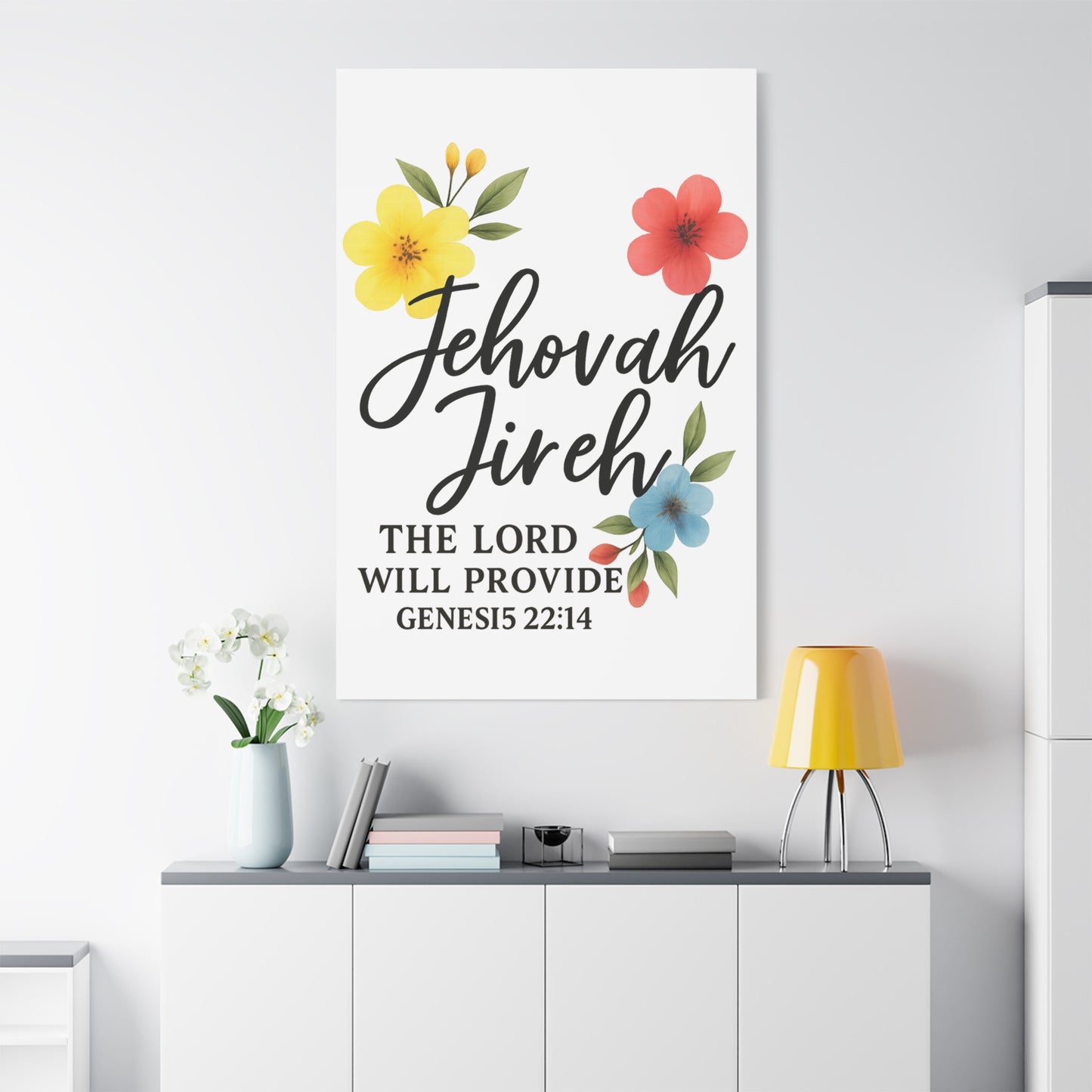 Jehova Jireh Wall Art – Genesis 24:14 Scripture Print for Home Decor Matte Canvas, Stretched, 1.25"